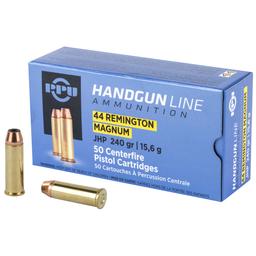 Hand Gun Ammunition PPU 44MAG JHP 240GR 50/500 image 1