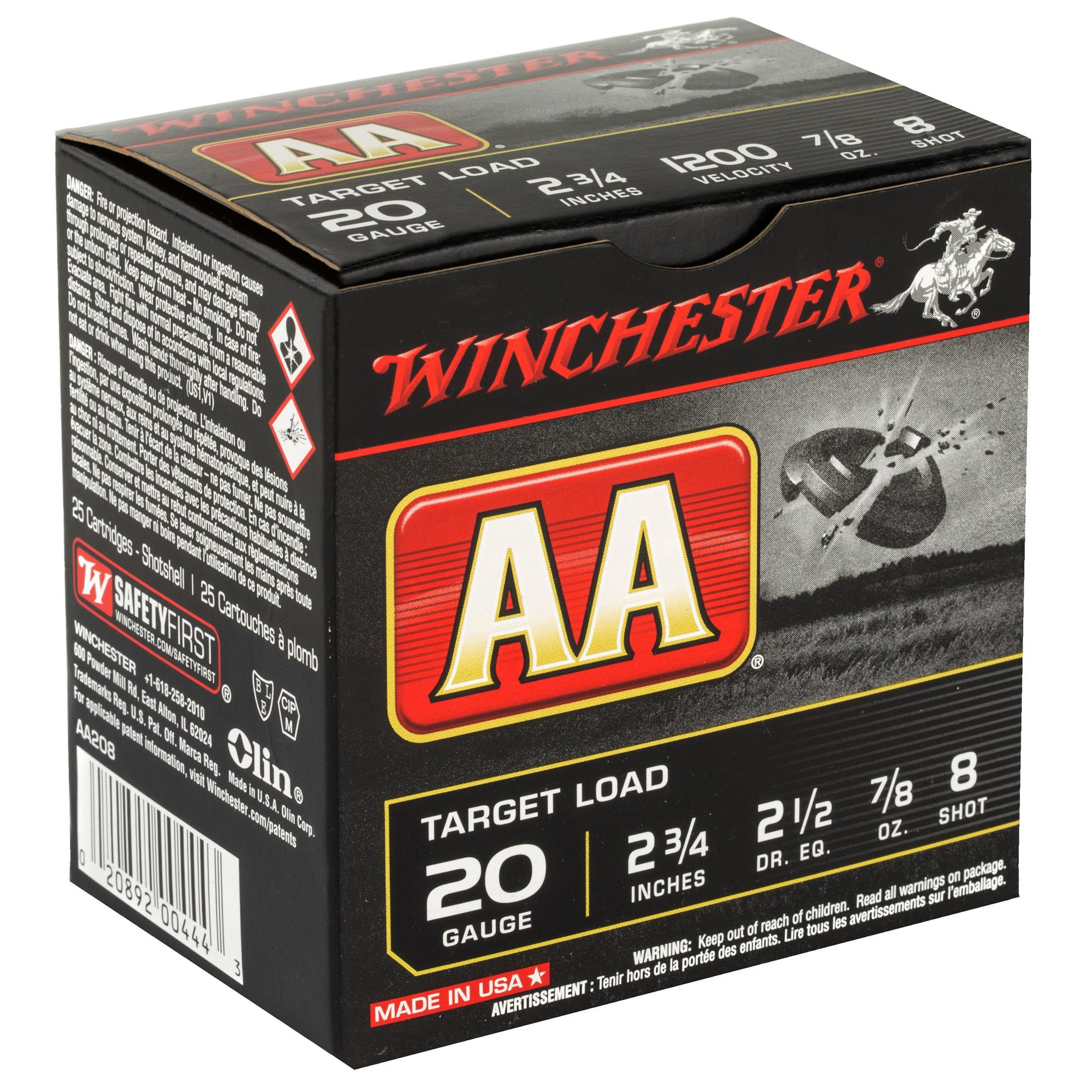 Shot Shell Ammunition WIN AA 20GA 2.75" #8 25/250 image 2