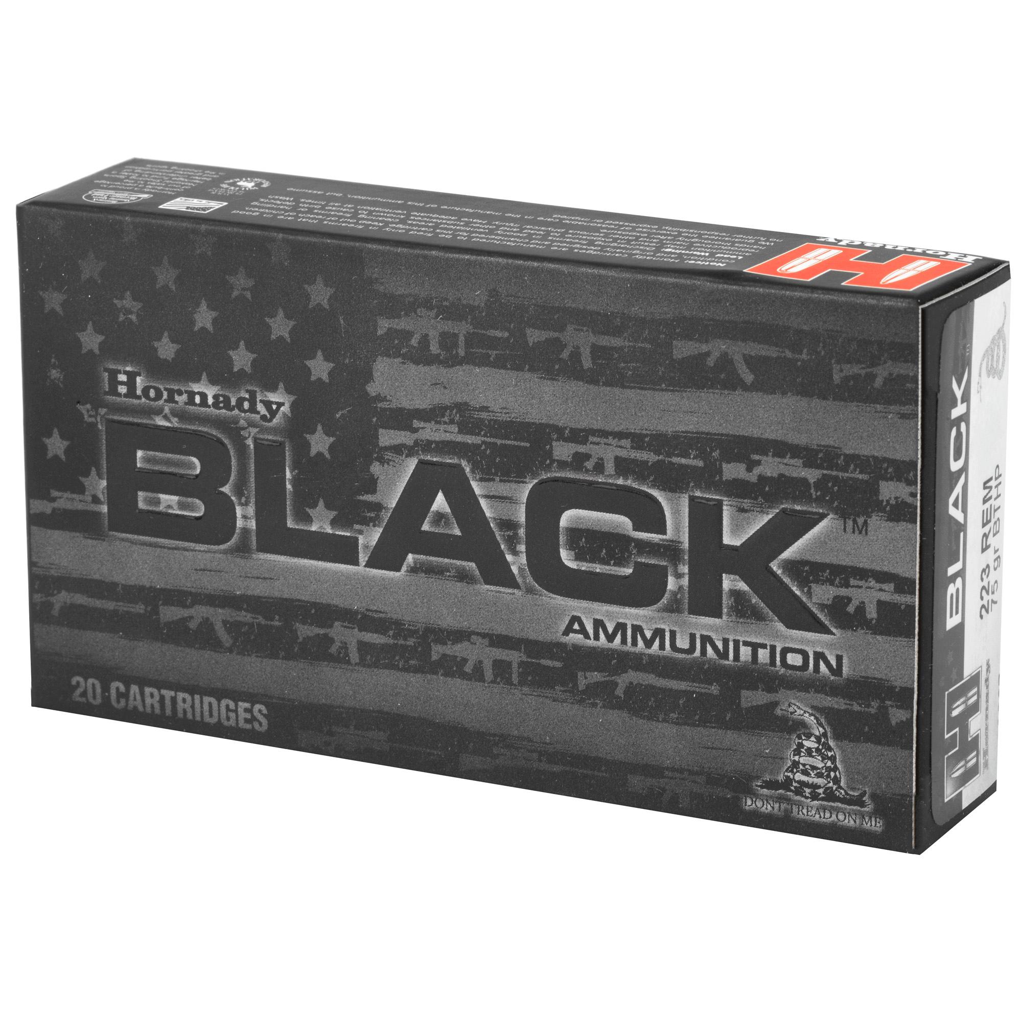 Rifle Ammunition HRNDY BLACK 223REM 75GR BTHP 20/200 image 3
