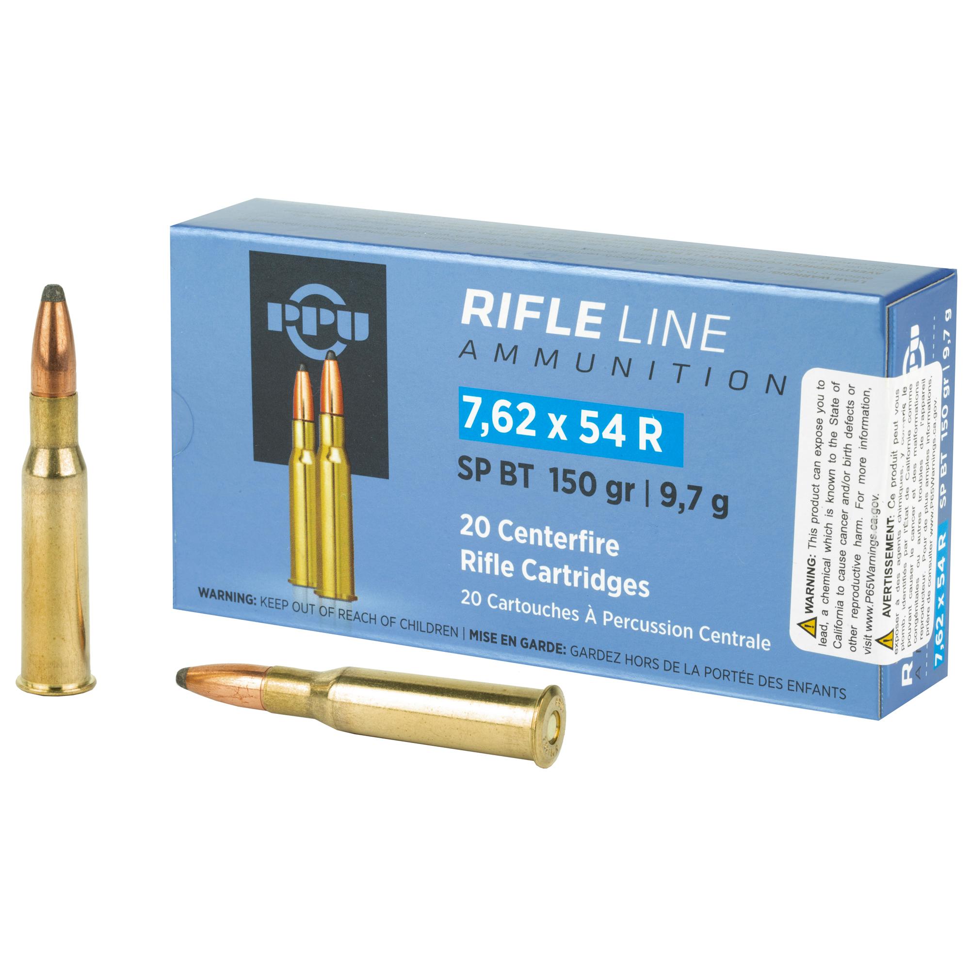 Rifle Ammunition PPU 7.62X54R SP 150GR 20/200 image 1