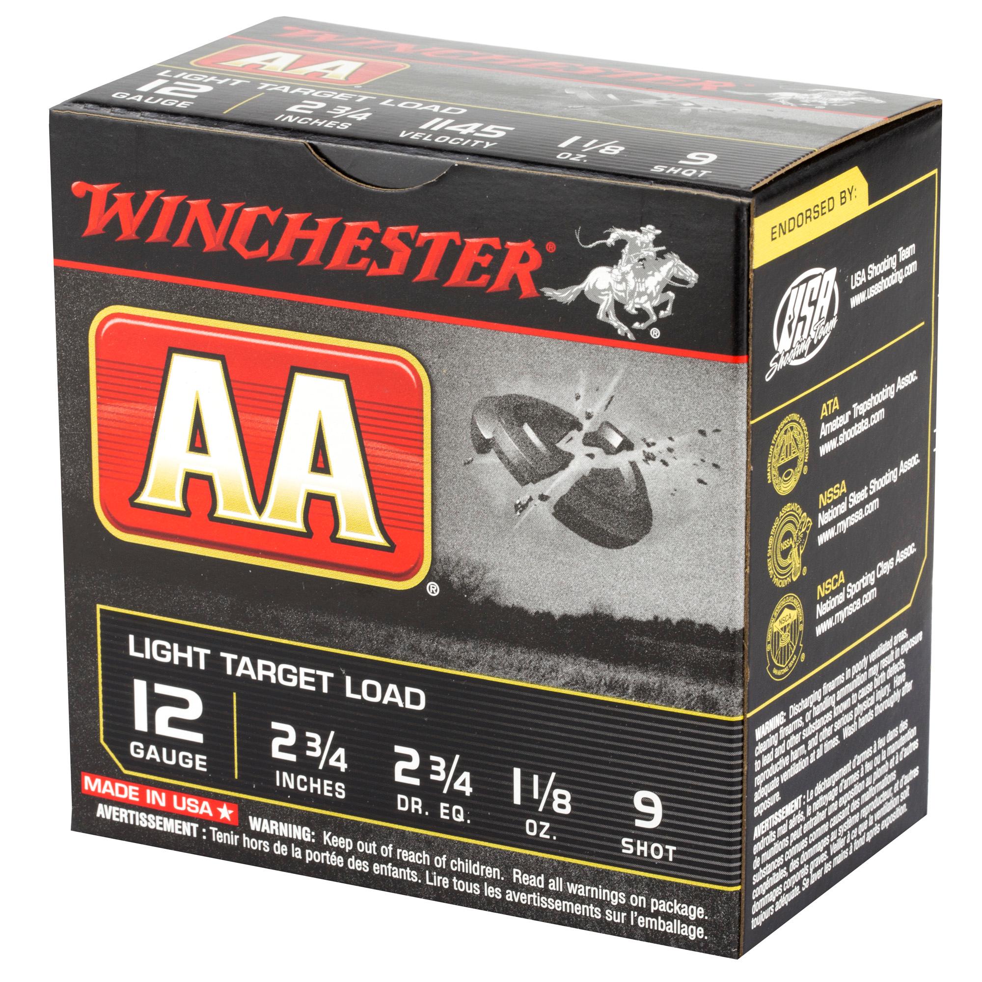 Shot Shell Ammunition WIN AA TRGT 12GA 2.75" #9 25/250 image 3