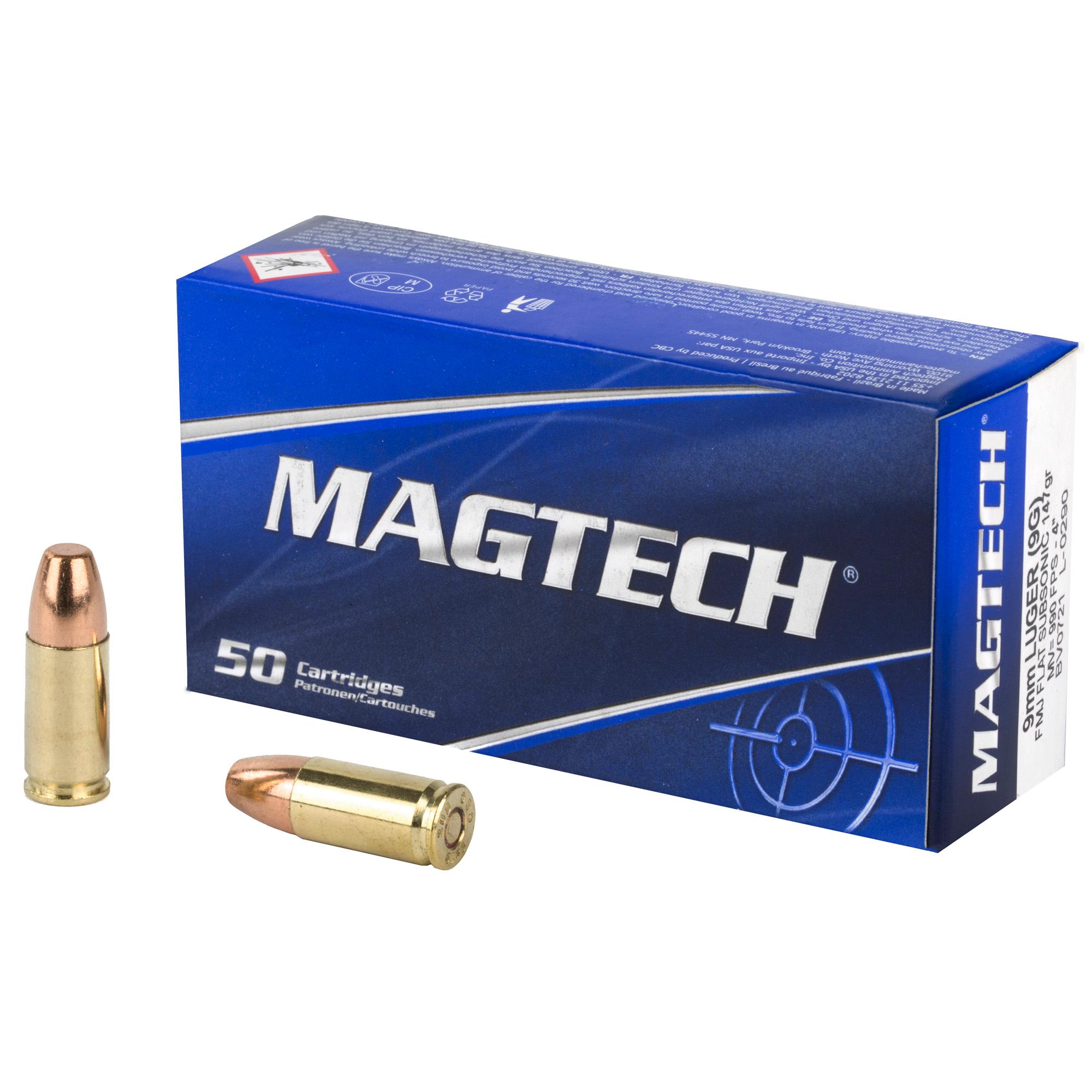 Hand Gun Ammunition MAGTECH 9MM 147GR FMJ SUB 50/1000 image 1