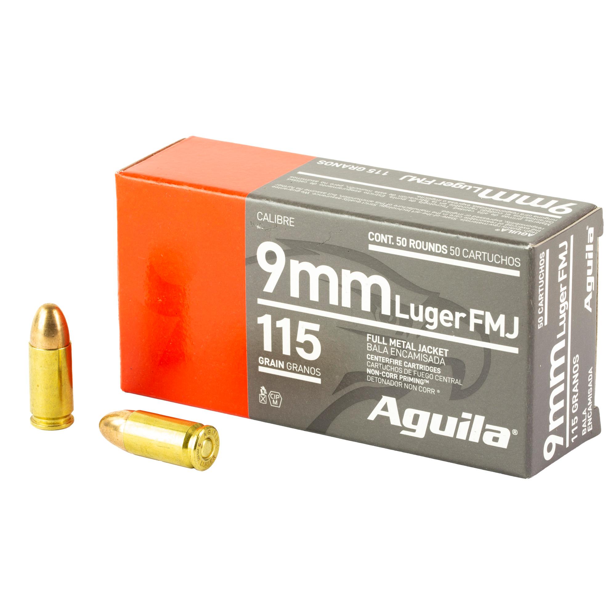 Hand Gun Ammunition AGUILA 9MM 115GR FMJ 50/1000 image 1