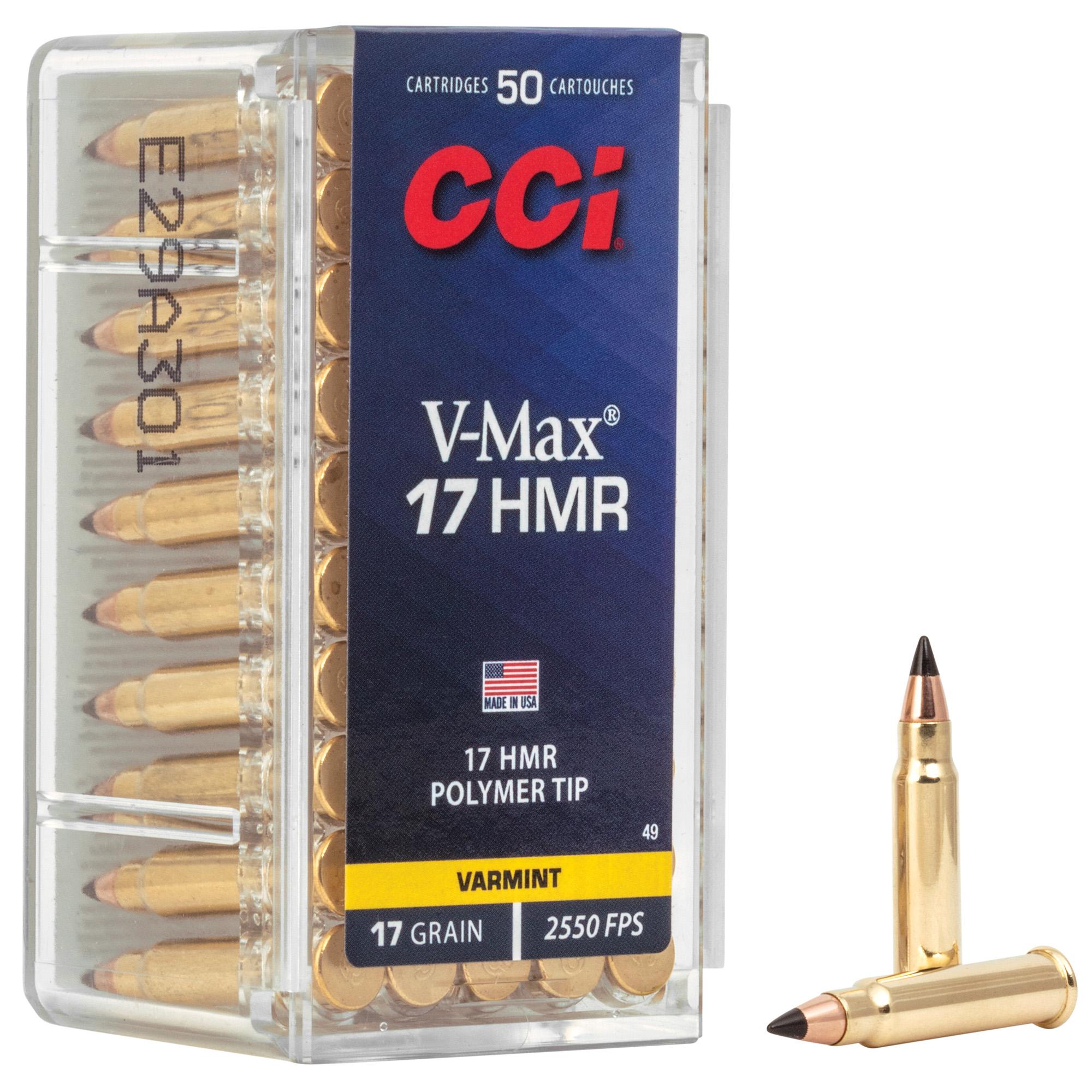 Rimfire Ammunition CCI 17HMR 17GR V-MAX 50/2000 image 1