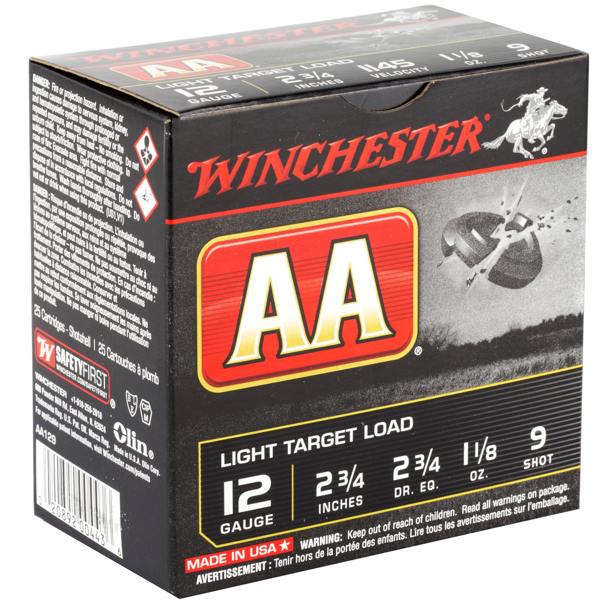 Shot Shell Ammunition WIN AA TRGT 12GA 2.75" #9 25/250 image 2