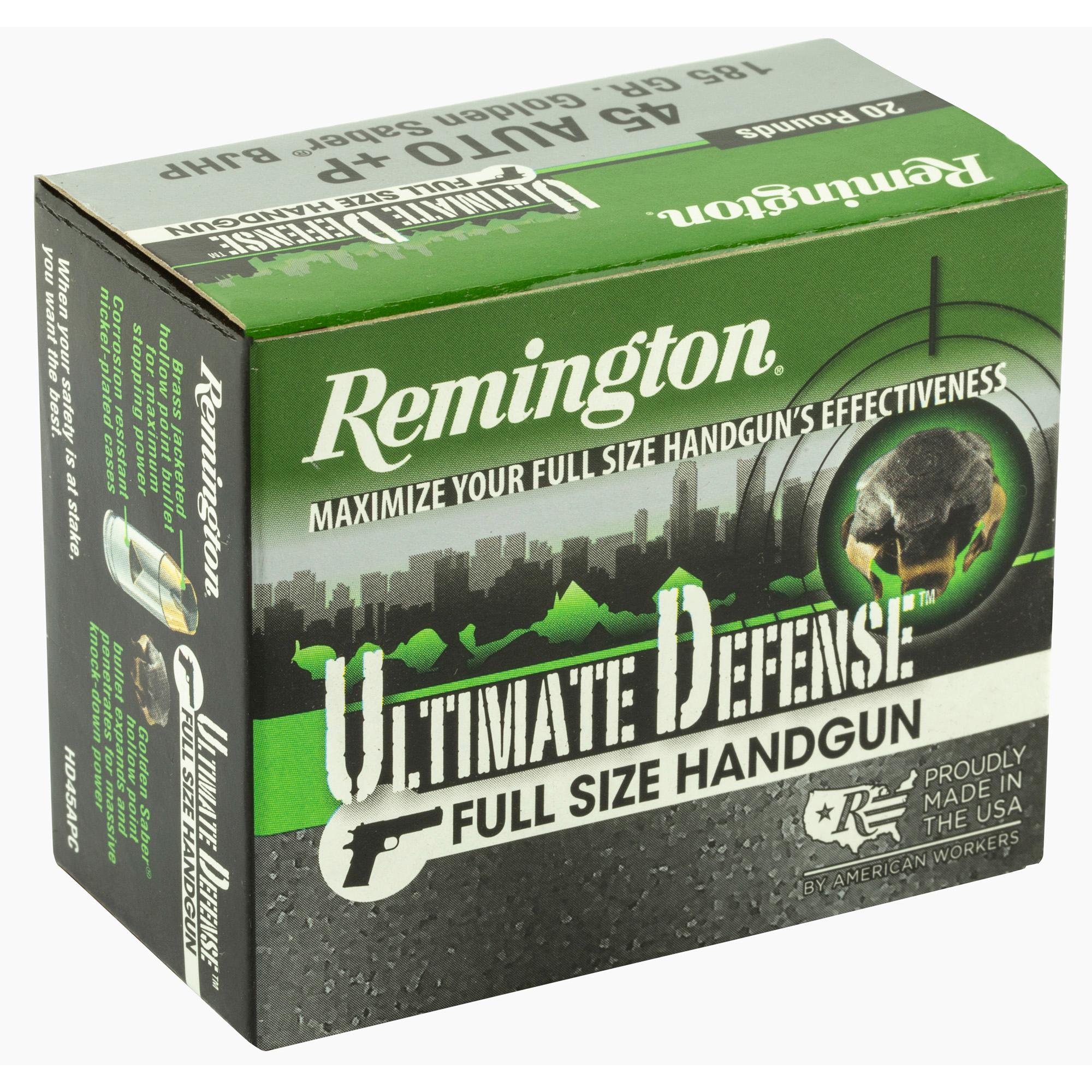 Hand Gun Ammunition REM ULT DEF 45ACP+P 185GR BJHP 20 image 2