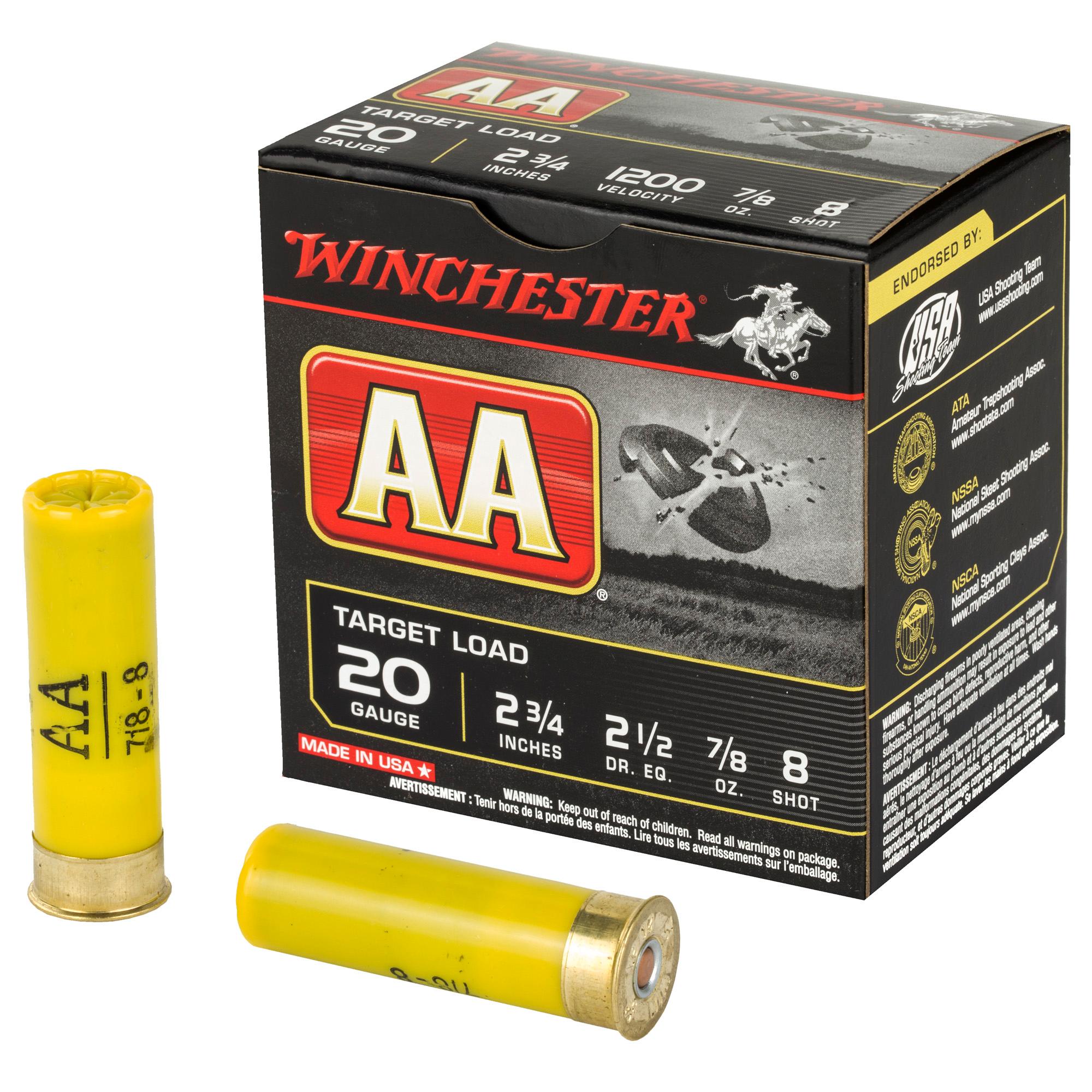 Shot Shell Ammunition WIN AA 20GA 2.75" #8 25/250 image 1