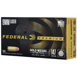 Hand Gun Ammunition FED GLD MDL ACT 9MM 147GR FMJ 50/500 image 1