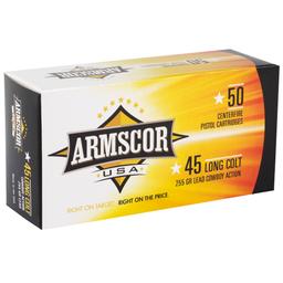 Hand Gun Ammunition ARMSCOR 45LC 255GR LEAD 50/400 image 2