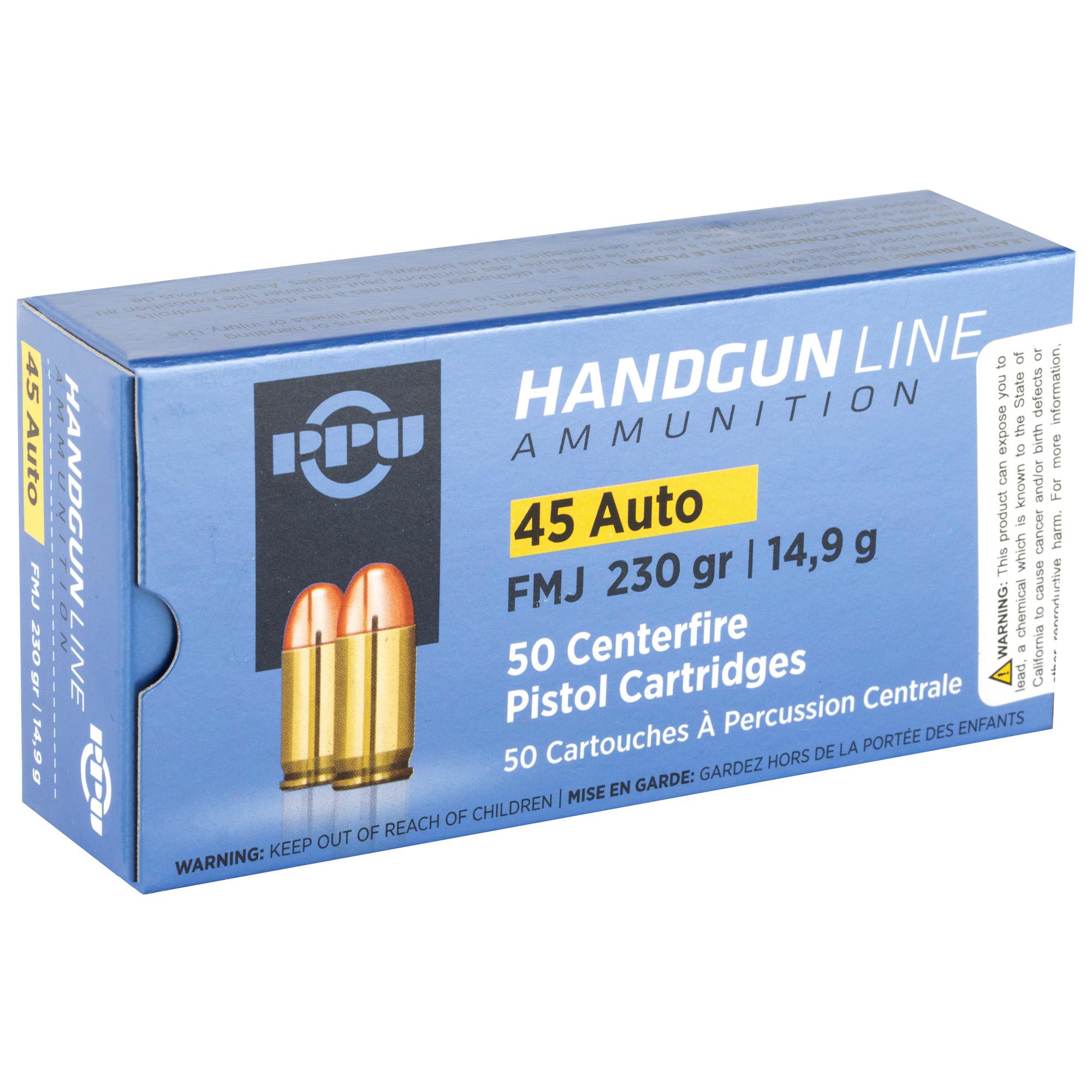 Hand Gun Ammunition PPU 45ACP FMJ 230GR 50/500 image 2