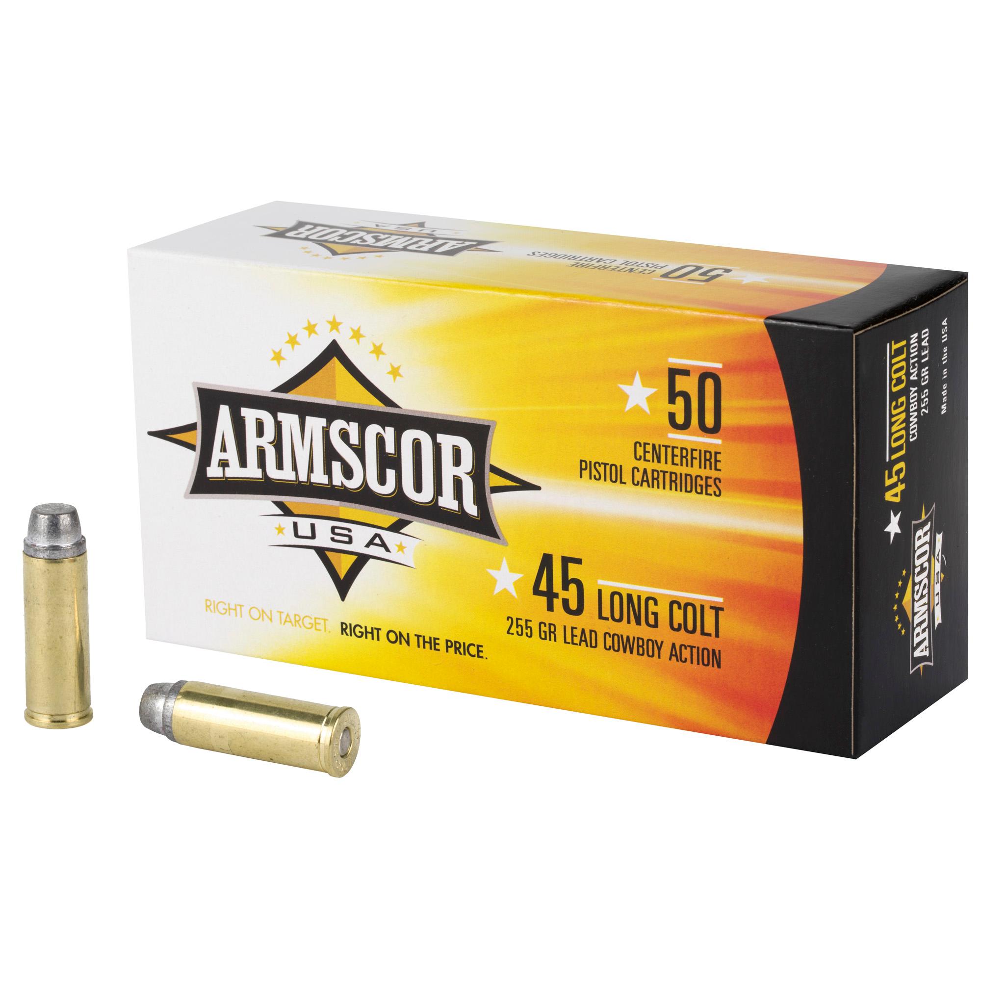 Hand Gun Ammunition ARMSCOR 45LC 255GR LEAD 50/400 image 1