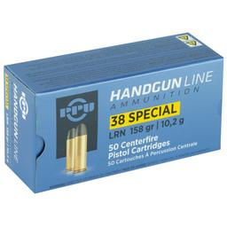 Hand Gun Ammunition PPU 38SPL LRN 158GR 50/500 image 2