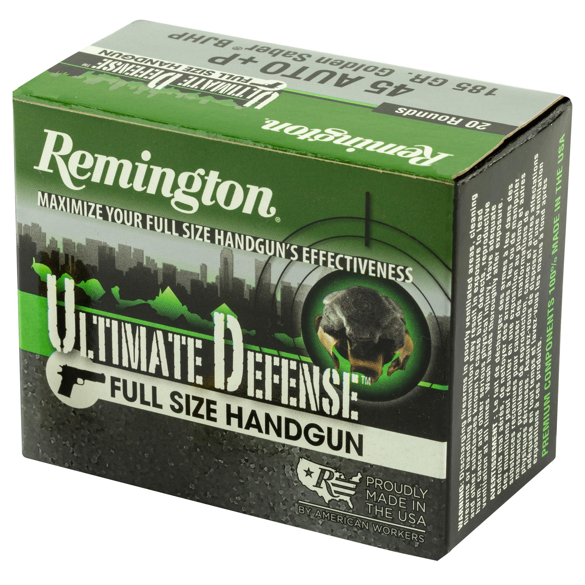 Hand Gun Ammunition REM ULT DEF 45ACP+P 185GR BJHP 20 image 3