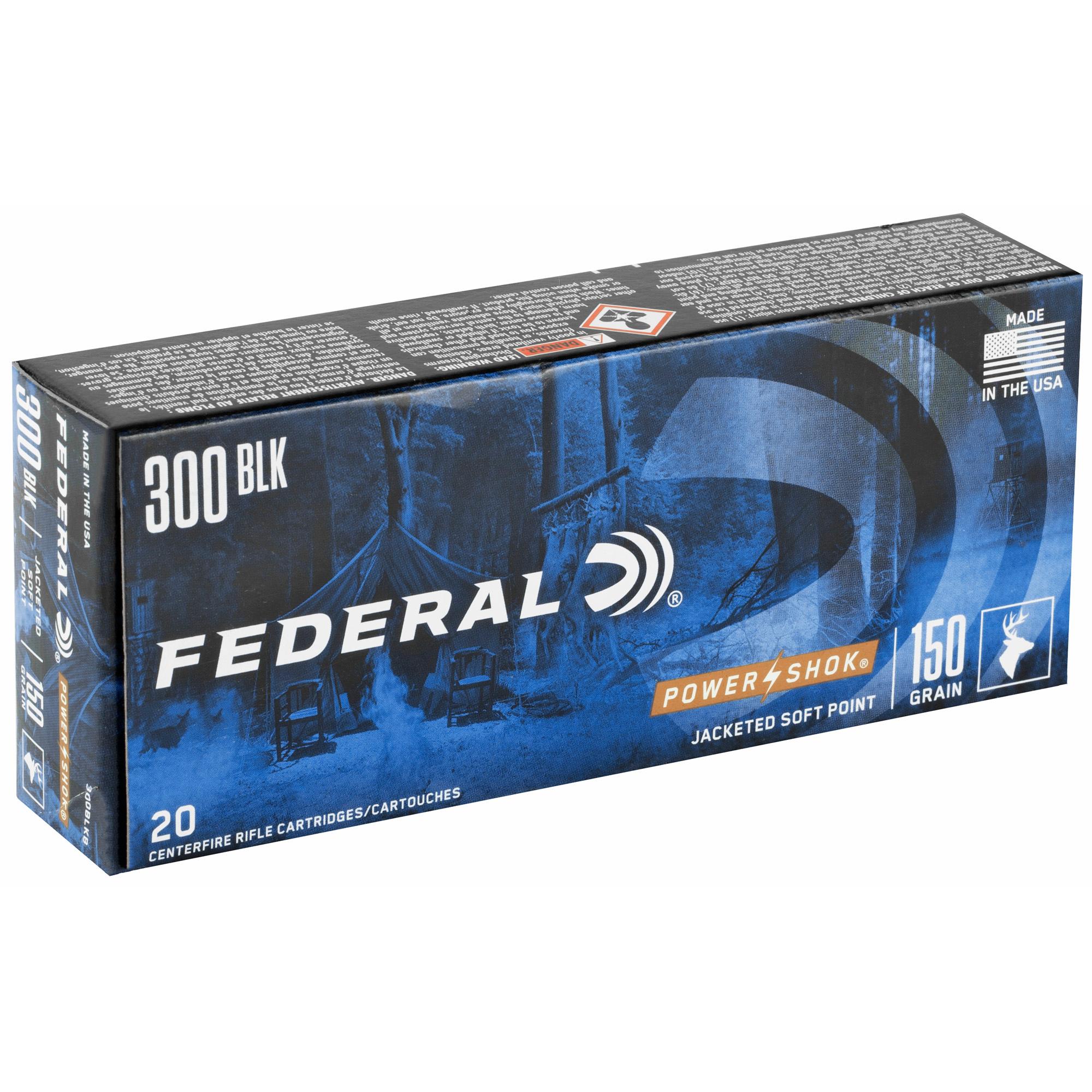 Rifle Ammunition FED 300BLK 150GR POWER-SHK SP 20/200 image 2