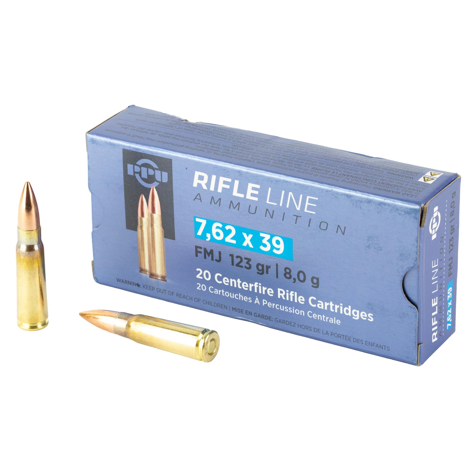 Rifle Ammunition PPU 7.62X39 FMJ 123GR 20/1000 image 1