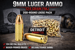 Hand Gun Ammunition 9mm Luger Ammo – 124 Grain FMJ | 200-Round Loose Pack image 1