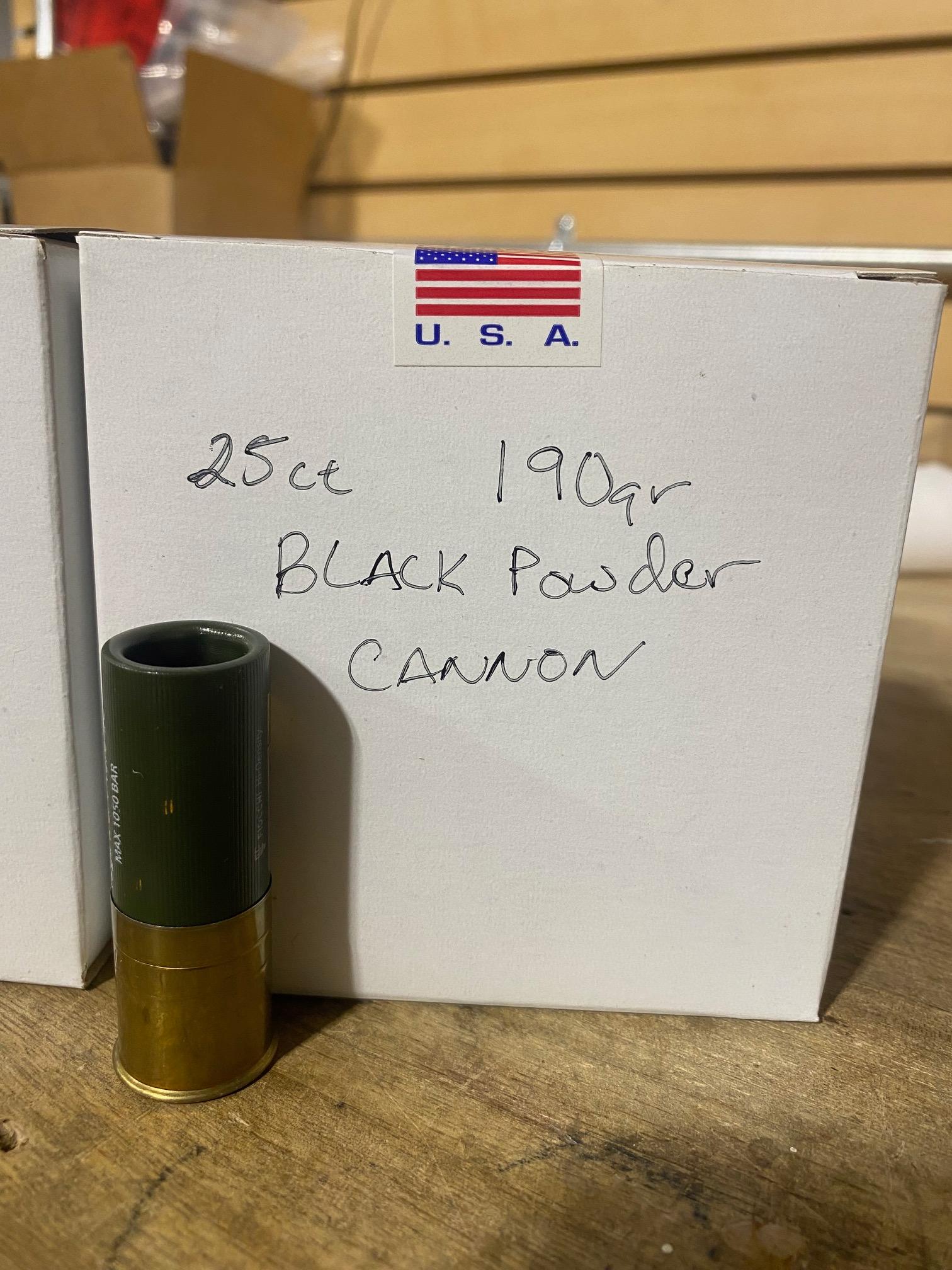Blank Ammunition 12 Gauge — 190 gr Black Powder Cannon Blanks (25-Cartridge Box) image 1
