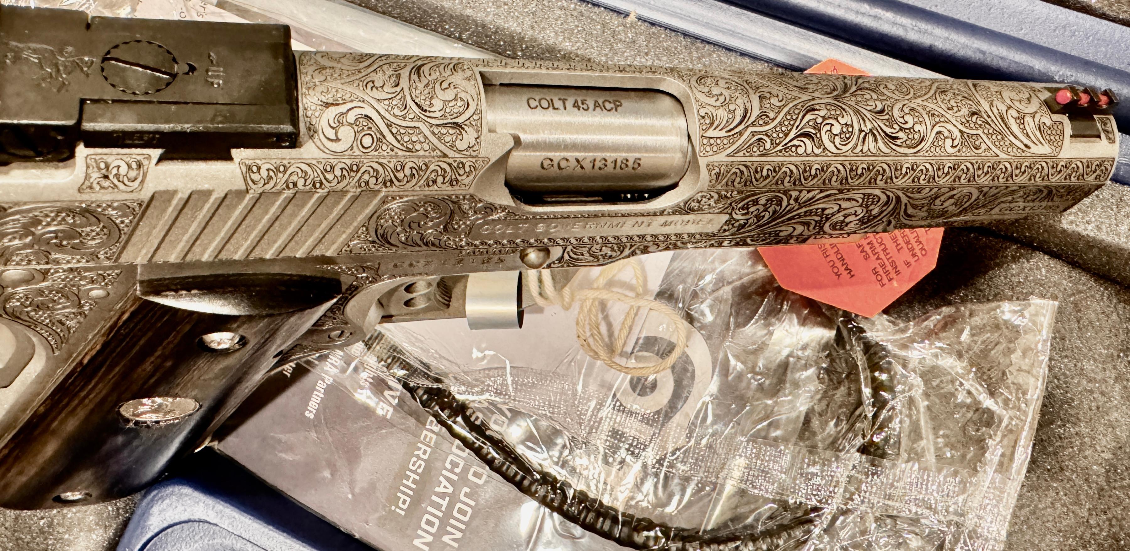 Handguns Absolutely BREATHTAKING Colt 1911 with Full Coverage Custom Engraving! image 5