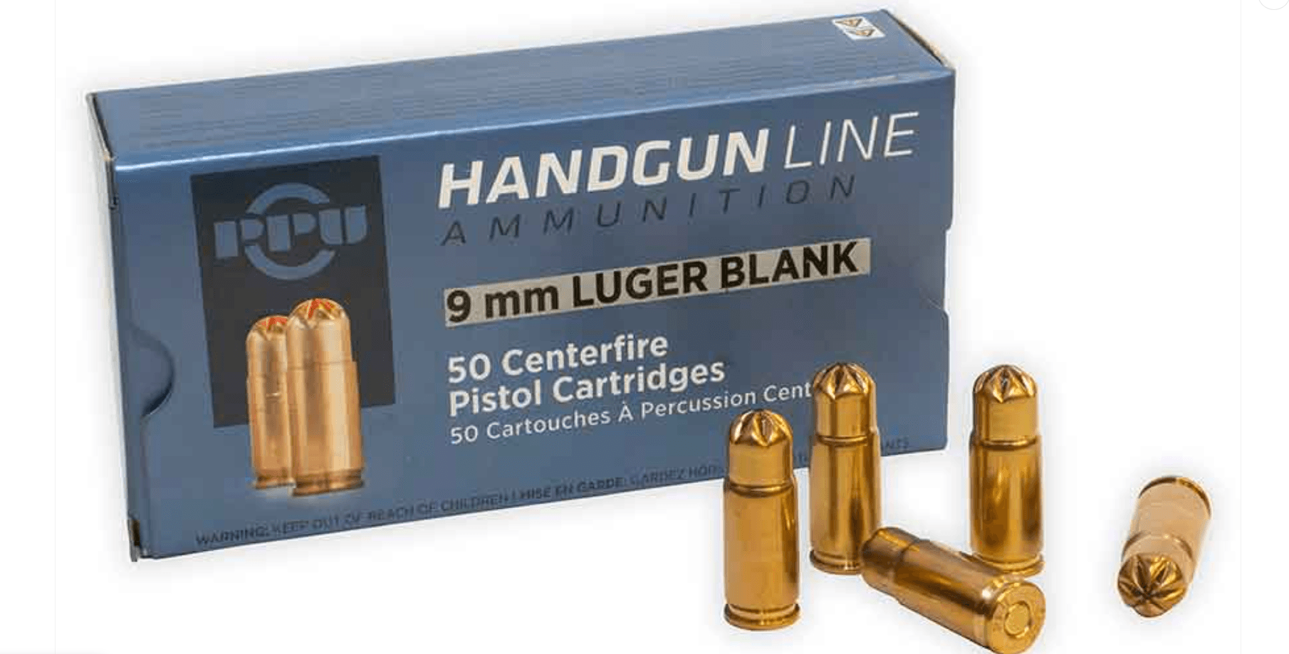 Blank Ammunition PRVI Partizan 9mm Luger Blank Ammo – 50 Round Box image 1