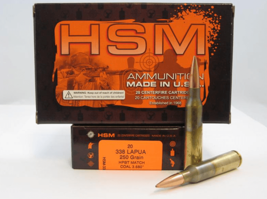 Rifle Ammunition HSM Match 338 Lapua Ammo 250gr HPBT Box of 20 image 1