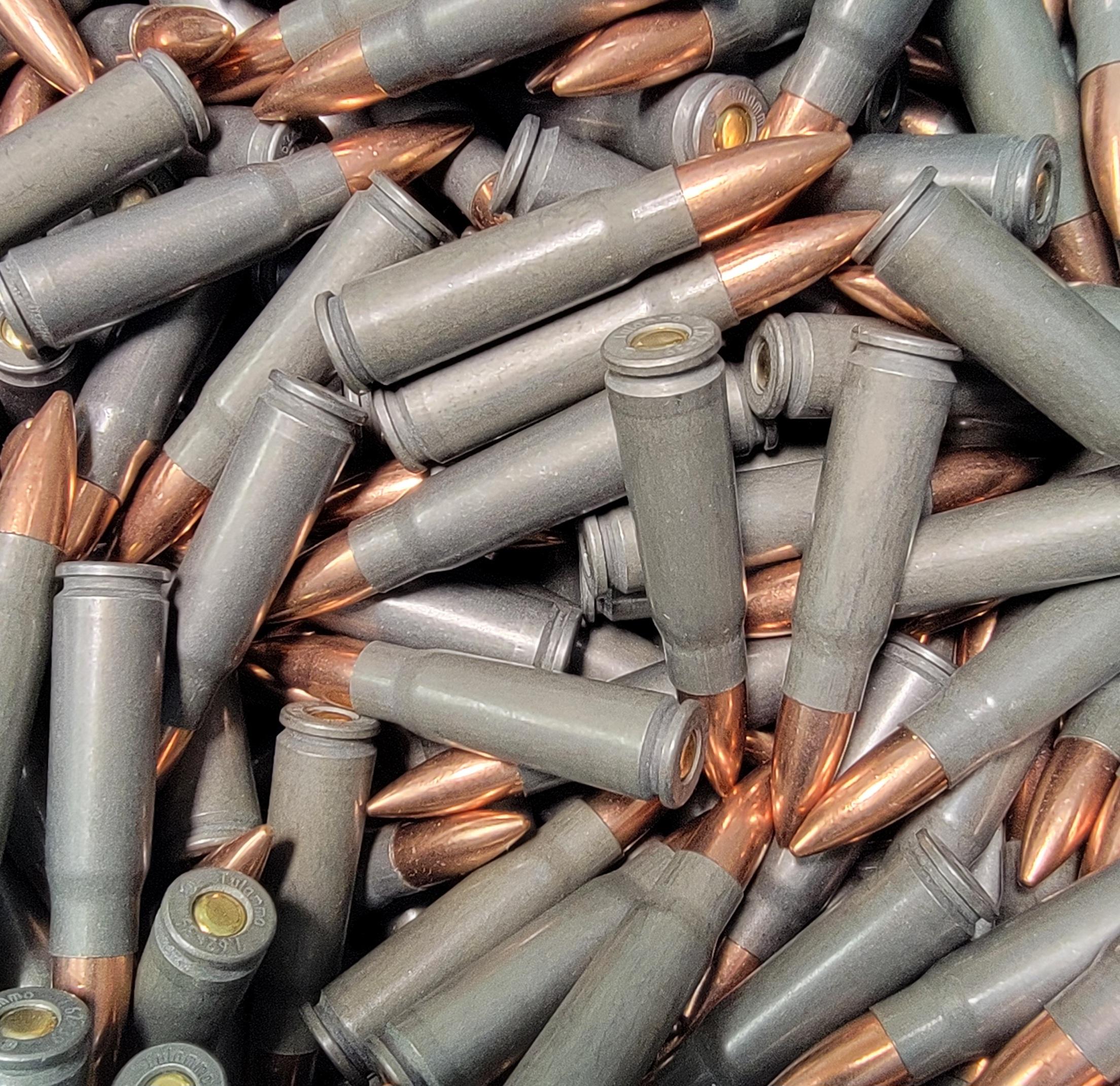 Rifle Ammunition TulAmmo 7.62x39mm, 122 Grain FMJ (Bi-Metal), Steel Case, Berdan Primed – 100 Round Loose Packs image 1