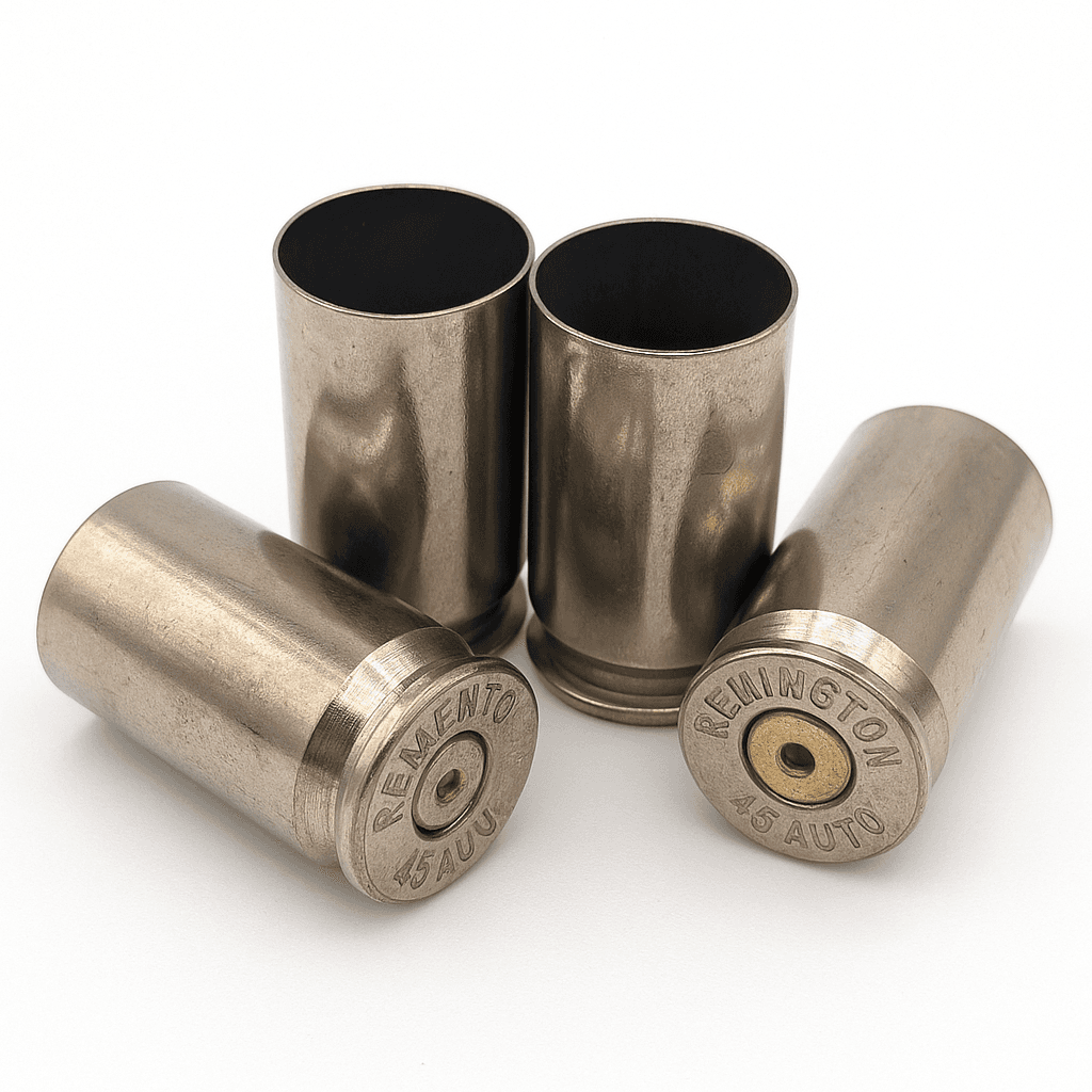 Brass Once Fired .45 ACP Pistol Brass – Nickel Finish – 1,000 pcs image 1